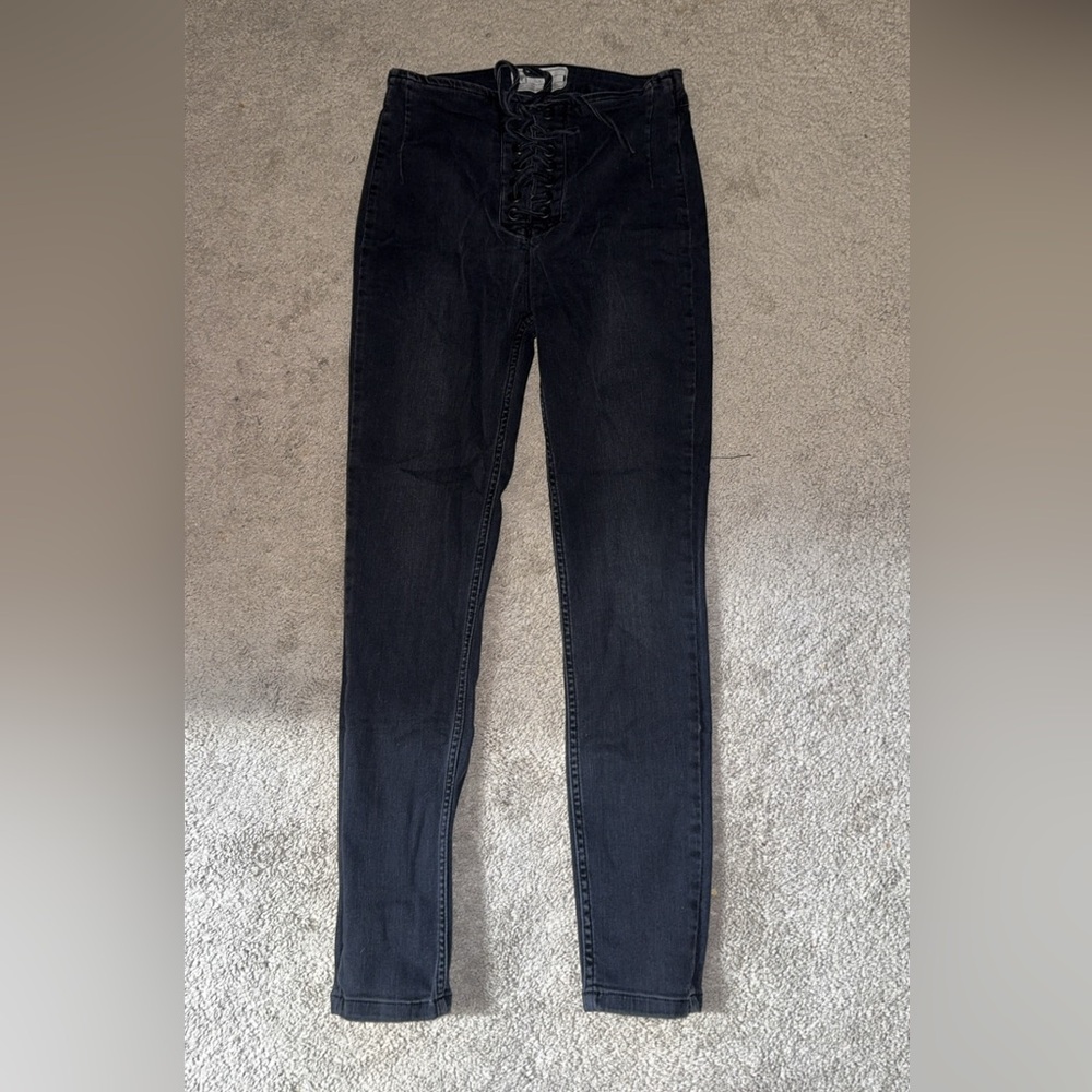 Free People Black Lace-Up Jeans